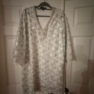 Boston Proper Ivory Floral Lace Dress